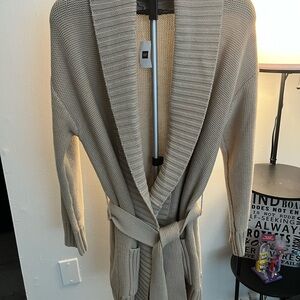 GAP Taupe Ribbed Knit Cardigan